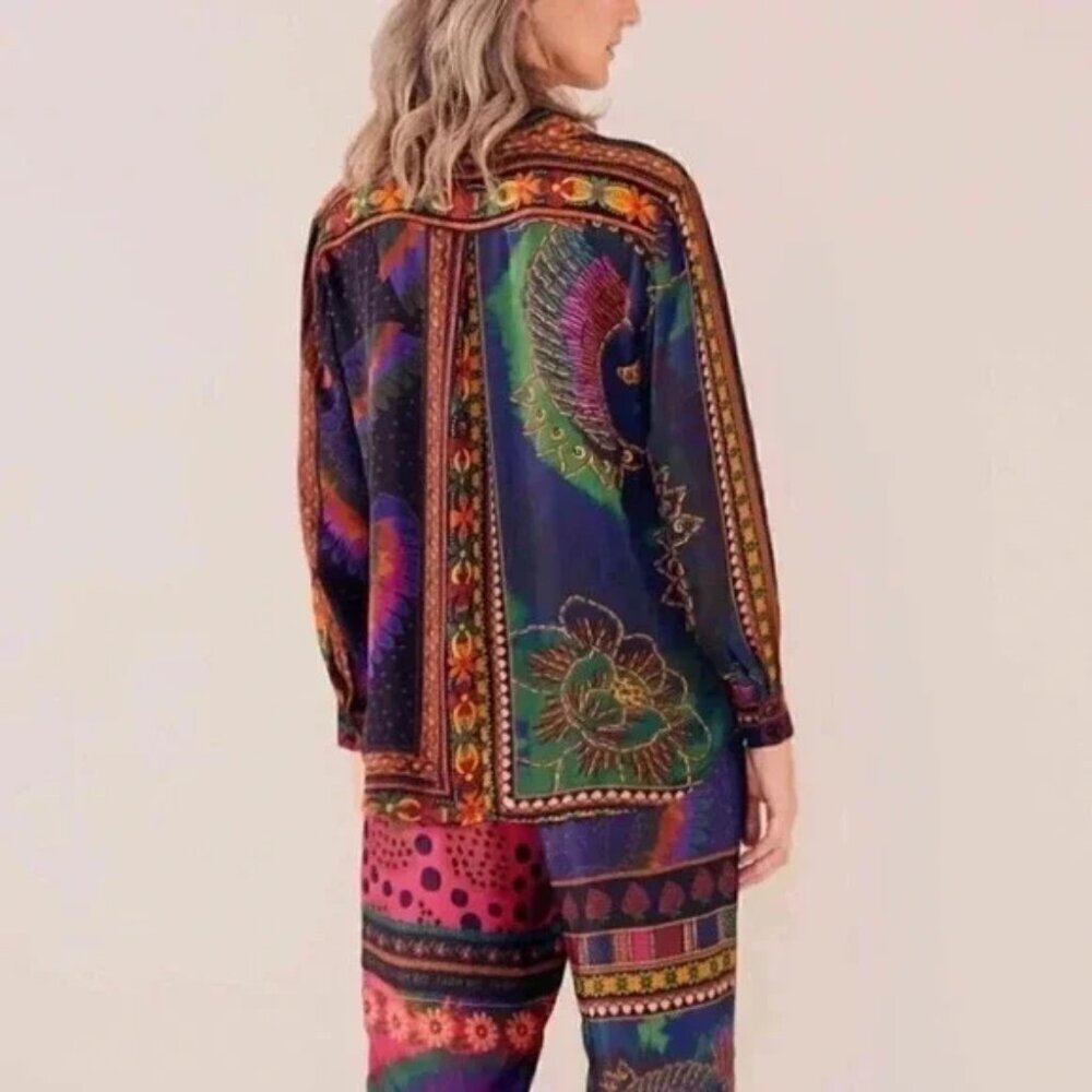 Farm Rio Multicolor Patterned Women's Top M - Picture 4 of 12